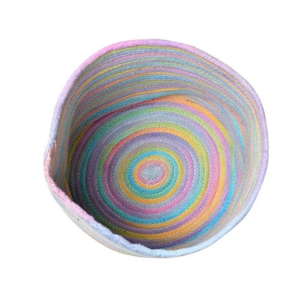 Colorful stripes cotton basket, Multi Color, 12x12 inches - Picture 3 of 4